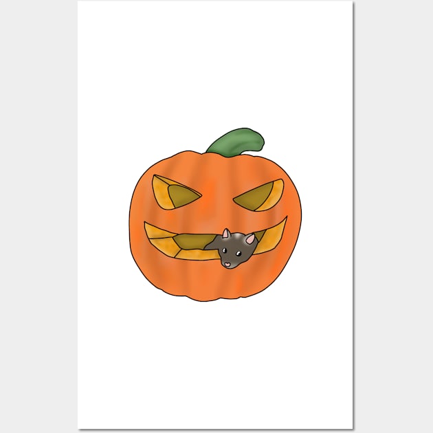 Cute brown gerbil in a pumpkin Wall Art by Becky-Marie